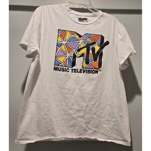 MTV Music Television Men's White Shirt Size Large‎ 2020 100% cotton